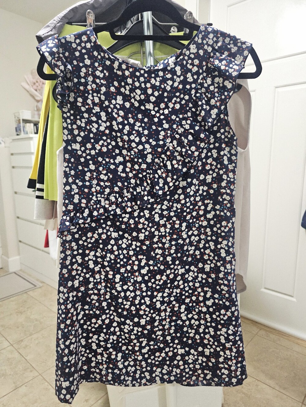 Floral Navy Mini Dress with Ruffle Detail